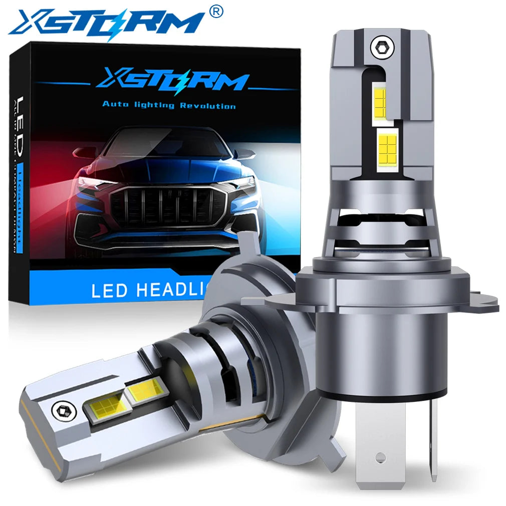 XSTORM H4 Lampadine per fari a LED 9003 HB2 Luce a LED Canbus 60W 20000LM Fascio alto e basso 3570 CSP 6500K Fendinebbia automatico Turbo Lampade a diodi a LED