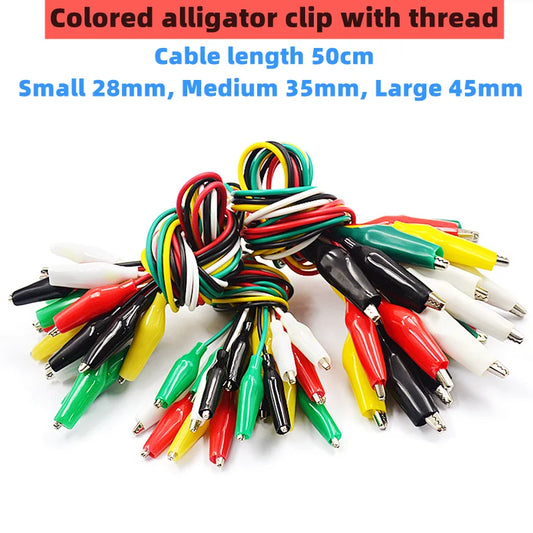 10 pz Colore Coccodrillo Elettrico FAI DA TE Piccola Batteria Cavo di Alimentazione Guaina Morsetto Elettrico Doppia Testa Prova Morsetto.28mm35mm45mm 50 cm
