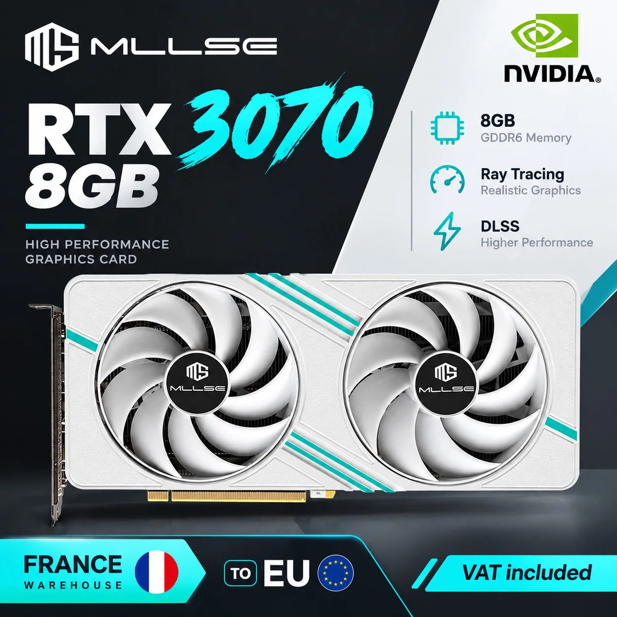 Scheda grafica da gioco MLLSE RTX 3070 8GB, 8Pin GDDR6 256bit PCI-E 4.0, GPU NVIDIA Geforce, scheda video da gioco RTX 3070 8GB