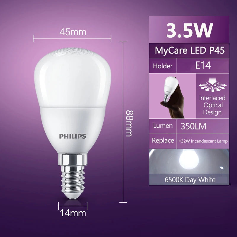 Philips LED E14 Edison Vite P45 Lampadina da golf 3,5W (= 32W incandescenza) MyCare 3000K 6500K Bianco 220V-240V Piccola lampada da interno a LED