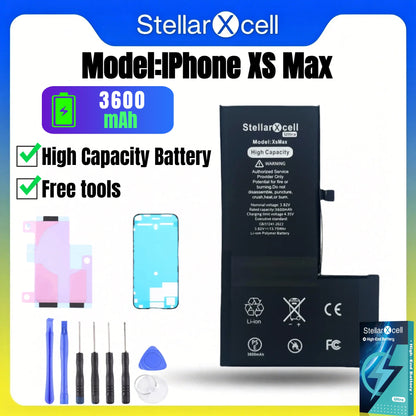 Batteria StellarXcell Ultra per iPhone, Spedita dalla Germania, per iPhone 7 8 X XR XS XSMAX 11 12 13 14 15 Mini Plus Pro Promax, Batteria ad Alta Capacità, Batteria di Alta Qualità, Batteria Sostitutiva per iPhone con Stru