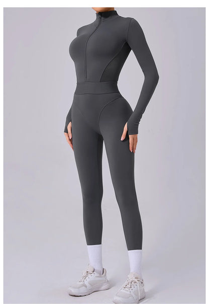 Tuta da donna Set da yoga Tuta intera Pagliaccetti femminili Abbigliamento da yoga ad asciugatura rapida Tute da allenamento Tuta sportiva a maniche lunghe