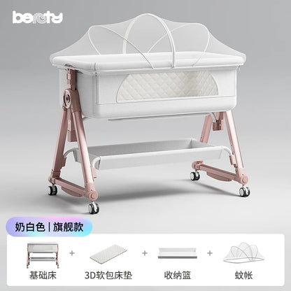 Culla per bambini, giunzione portatile, culla per lettino, culla da comodino per bambino, culla da comodino 3 in 1 con ruote