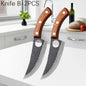Coltello da Macellaio Professionale Forgiato a Mano con Manico in Legno, Coltello da Disosso in Acciaio Inossidabile, Coltello da Cucina Full Tang