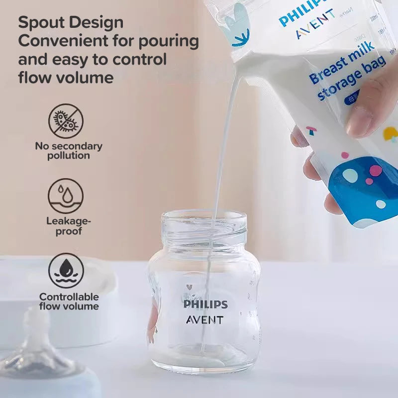 Avent Borsa per la conservazione del latte materno Borse per la conservazione del latte da 200 ml Allattamento al seno per la refrigerazione e la conservazione del latte materno, 30 pezzi
