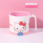 WUHE Set di Stoviglie per Bambini Hello Kitty, Ciotole e Piatti in Melamina, Design Cartoon per Ragazze, Senza BPA, Infrangibile, Lavabile in Lavastoviglie