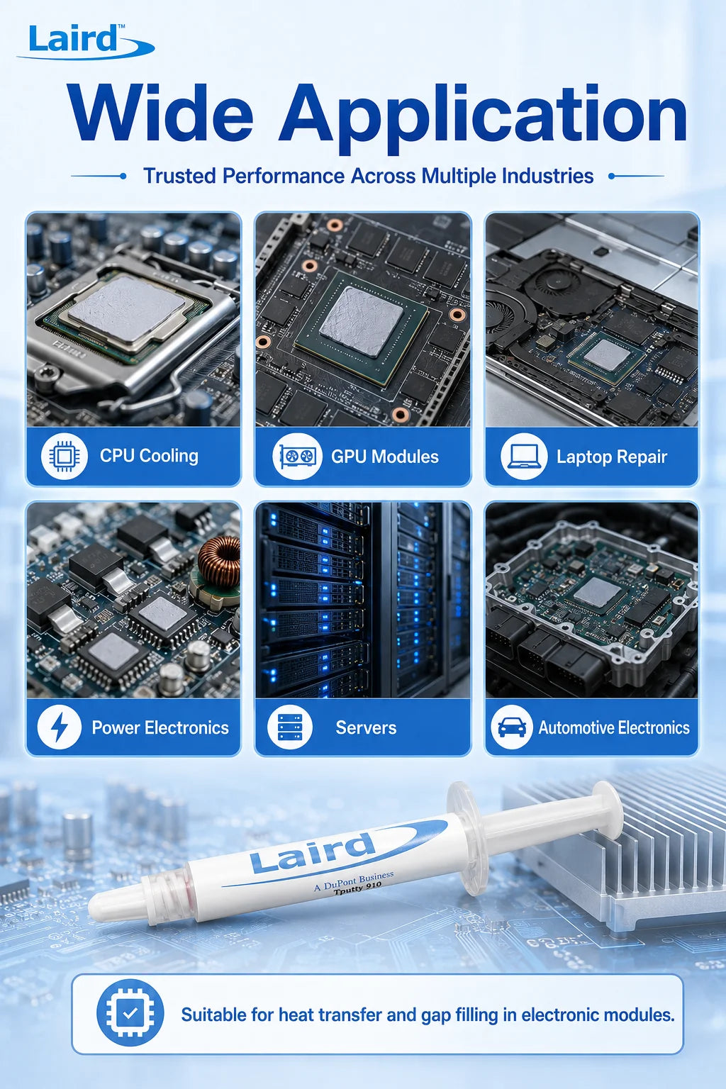 Laird Tputty 910 Thermal Putty 9.1W/mK Pasta Termica Monocomponente Liquida per CPU GPU IC Server Elettronica 3g 5g 10g 20g