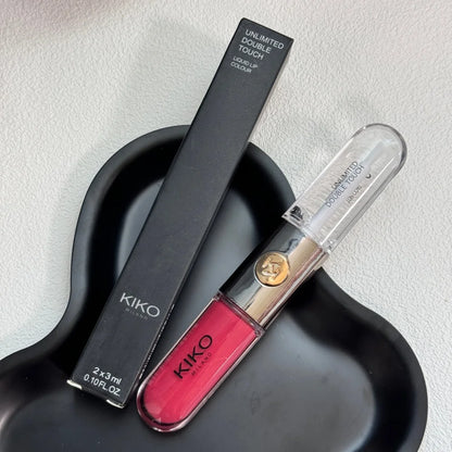 Rossetto KIKO Double Touch, gloss labbra 3D Hydra, resistente all'acqua, non trasferibile, tinta labbra non appiccicosa, effetto vetro, volumizzante, idratante, trucco per labbra