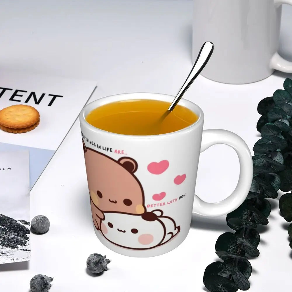 Tazze personalizzate per coppia Bubu Dudu Panda e Brownie Bear Tazza da caffè per tè al latte in ceramica fai-da-te