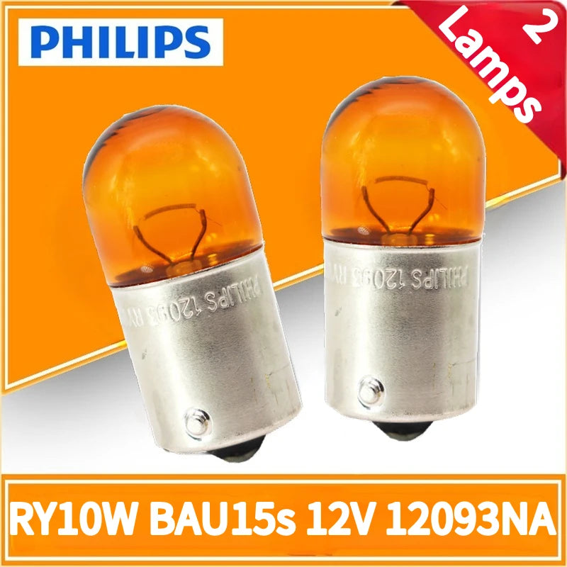 Philips 2 Lampade RY10W 12V 10W BAU15s Colore Ambra, Luci di Segnalazione Standard, Indicatori Standard 12093NA