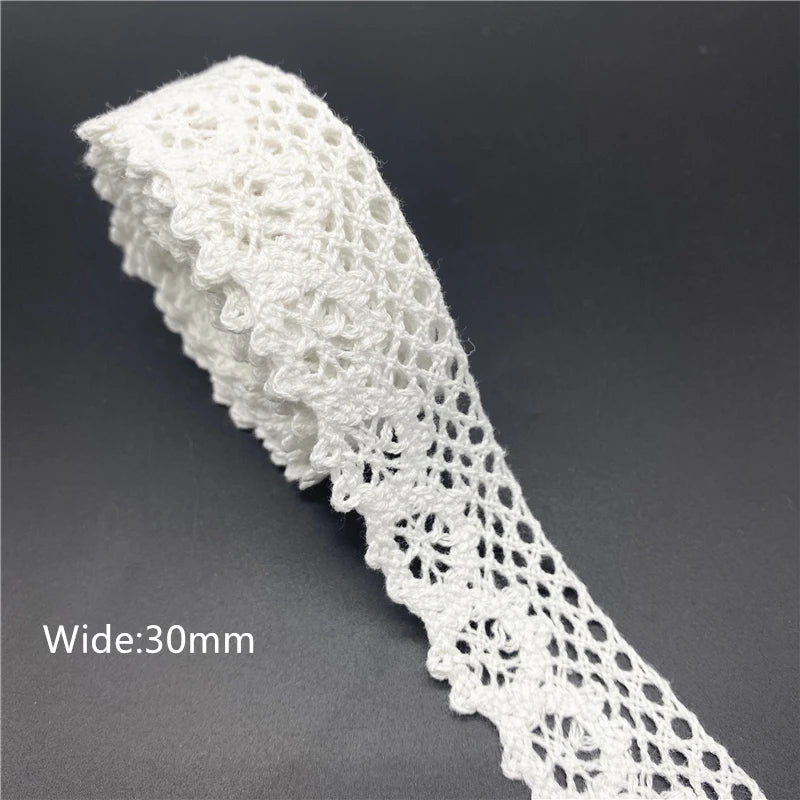 10mm-50mm 2 metri di nastro di pizzo di cotone 100% bianco per abbigliamento tessuto da cucito rifiniture in cotone all'uncinetto nastro di pizzo accessori fatti a mano
