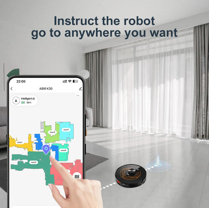 Aspirapolvere robot ABIR K30, stazione di svuotamento automatico, Lidar laser, aspirazione 6500PA, mappatura multipiano, apparecchio asciutto e bagnato per la casa intelligente