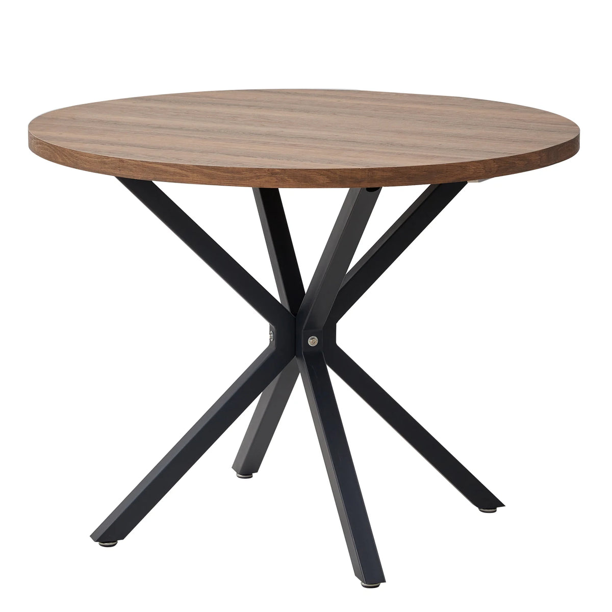 Tavolo da pranzo rotondo in stile nordico EGOONM, 100 cm, piano in MDF, gambe in metallo nero, ideale per sala da pranzo, cucina e arredamento della casa.