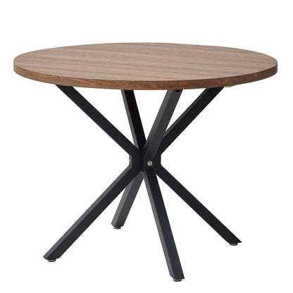 Tavolo da pranzo rotondo in stile nordico EGOONM, 100 cm, piano in MDF, gambe in metallo nero, ideale per sala da pranzo, cucina e arredamento della casa.