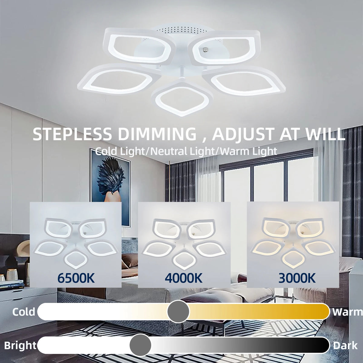 Lampada da Soffitto LED IRALAN Dimmerabile, Lampadario a Sospensione con Telecomando, Illuminazione Minimalista per Soggiorno e Camera da Letto