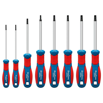 Set di Cacciaviti Torx T8 T10 T15 T20 T25 T27 T30 T40 in Cromo Vanadio con Punta Magnetica Antiruggine, Manico in TPR, Alta Coppia, Utensile a Stella