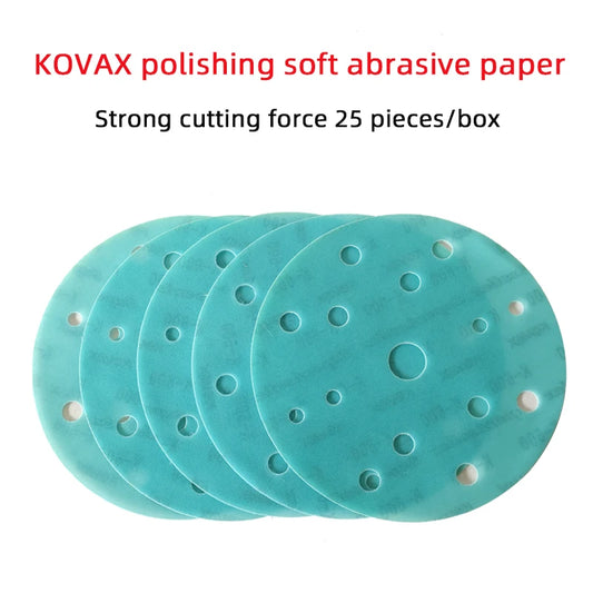 25 pezzi KOVAX carta morbida opaca da 6 pollici autoadesiva floccata carta vetrata rotonda 150mm vernice per auto superficie bellezza lucidatura