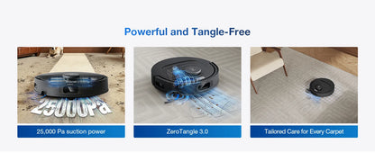 Robot aspirapolvere e lavapavimenti ECOVACS DEEBOT T30e OMNI, non si impiglia sui peli di animali domestici, autonomia di 180 minuti, silenzioso (64 dB), aspirazione da 25000 Pa, base con sistema di svuotamento automatico.