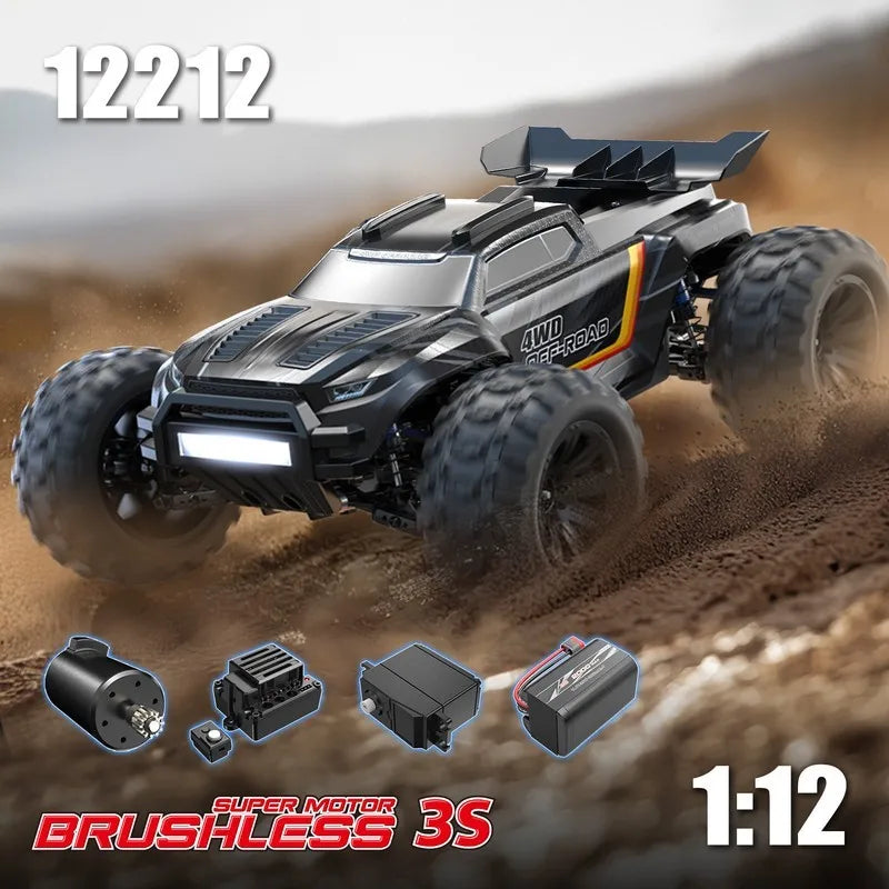 Local+ HYPER GO MJX 12212 1:12 18208 1:18 Monster Truck RC Elettrico a Quattro Ruote Motrici 3S ad Alta Velocità con Motore Brushless, Auto RC Fuoristrada 4x4 con Spedizione Locale in 24h dall'UE