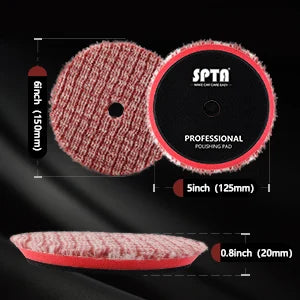 SPTA 1Pc 3 "80mm 5" 125mm 6 "150mm T140 Taglio Pesante Mix Rosso Arancione Lana Lucidatura Auto Vernice Lucidatura Pad Per DA/RO Buffer Lucidatore