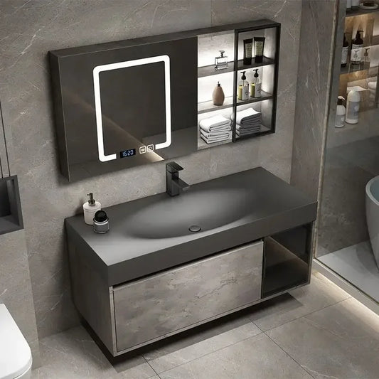 Mobile da bagno moderno mobiletto a specchio intelligente lavabo integrato Rock mobiletto da bagno con lavabo mobili da bagno