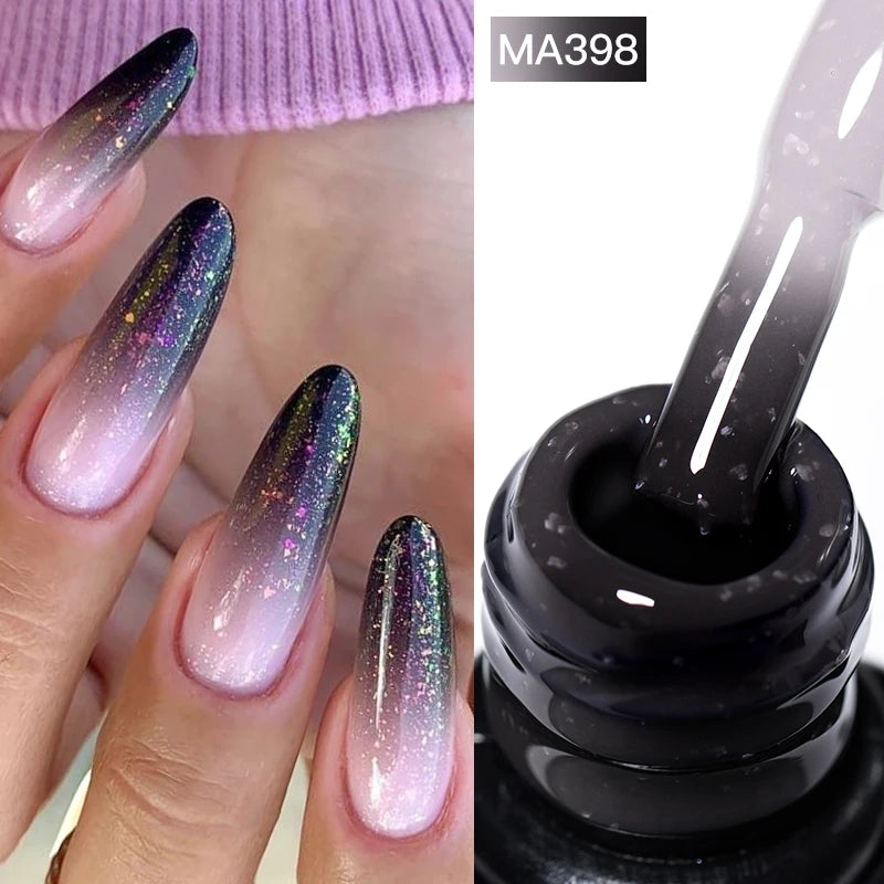 MEET ACROSS 7ml Gelatina Nuda Shimmer Base in gomma Gel Glitter Rosa Viola UV/LED Nail Art Vernis Gel Smalto per manicure Unghie FAI DA TE