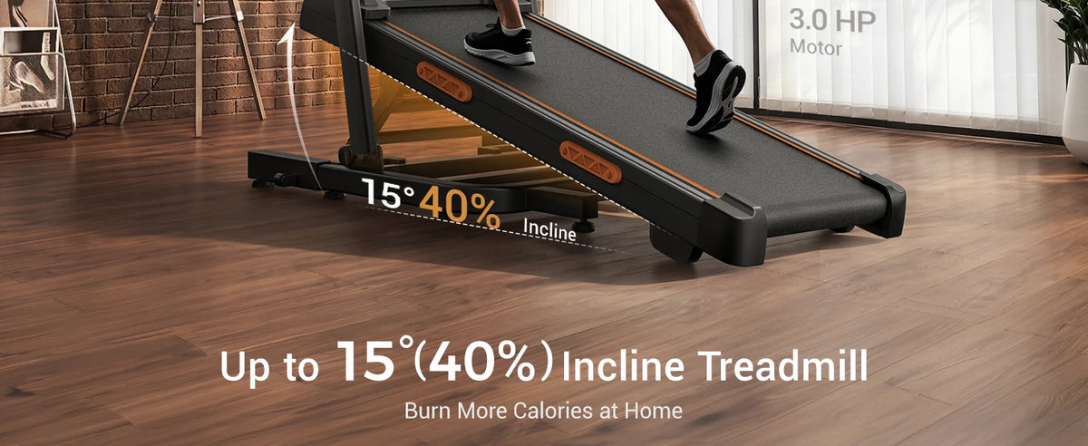 CURSOR FITNESS Tapis Roulant Pieghevole, Inclinazione Automatica 15%, Motore Brushless Silenzioso da 3.0HP, Display LED, Macchina Portatile per Corsa e Camminata Domestica