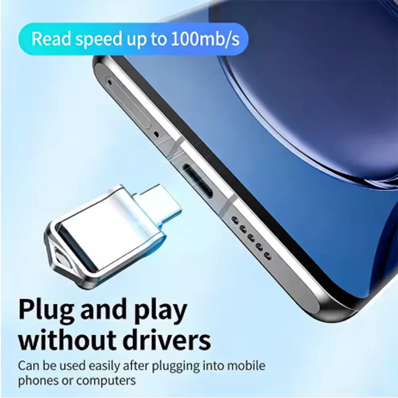 Lenovo Mini, chiavetta USB 3.0 ad alta velocità, in metallo, con interfaccia doppia, capacità 1 TB, 512 GB, 256 GB, adatta per dispositivi Android e laptop.