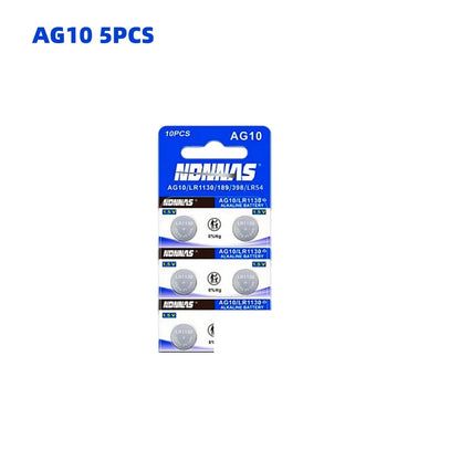 Batteria a bottone AG10 LR1130 LR 1130 SR1130 389A LR54 L1131 per batterie alcaline, orologi, apparecchi acustici, torce, calendari, giocattoli 1.55V