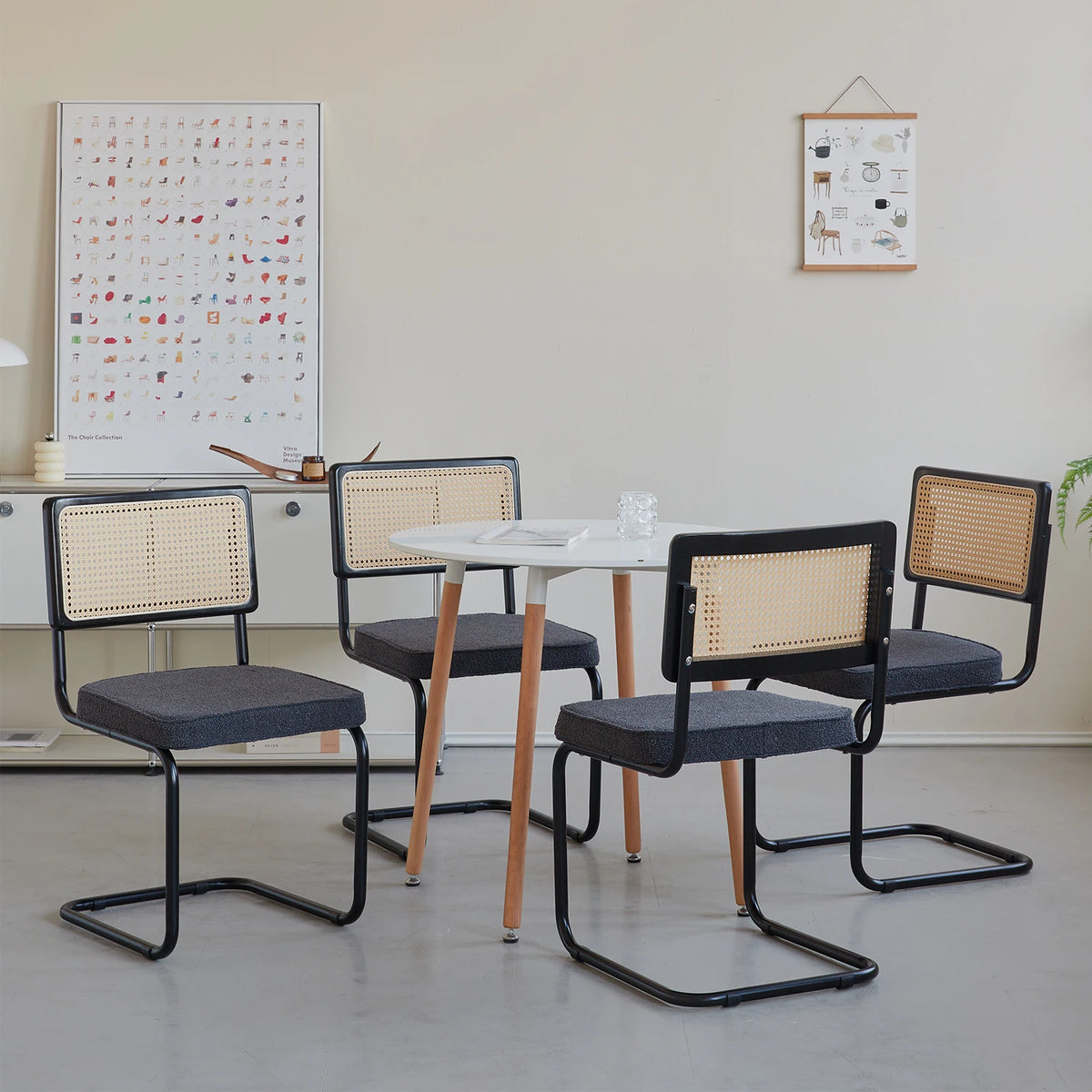 EGOONM Set di 2/4 sedie da pranzo retrò sedia in rattan di plastica casa camera da letto scrivania schienale sgabello arco computer ufficio sedile imbottito