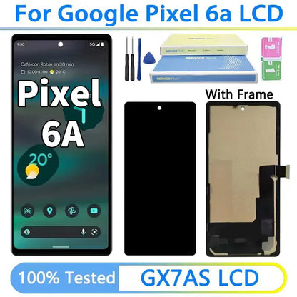 Schermo TFT per Google Pixel 6A, Display LCD Touch Digitizer per Pixel 6a GX7AS GB62Z G1AZG GB17L LCD con Cornice