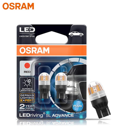 OSRAM Aggiornamento LED T20 W21W WY21W W21/5W Indicatore di direzione 7440 7443 LEDriving SL Advance LED Lampada di retromarcia per auto Lampadina di arresto freno 2X