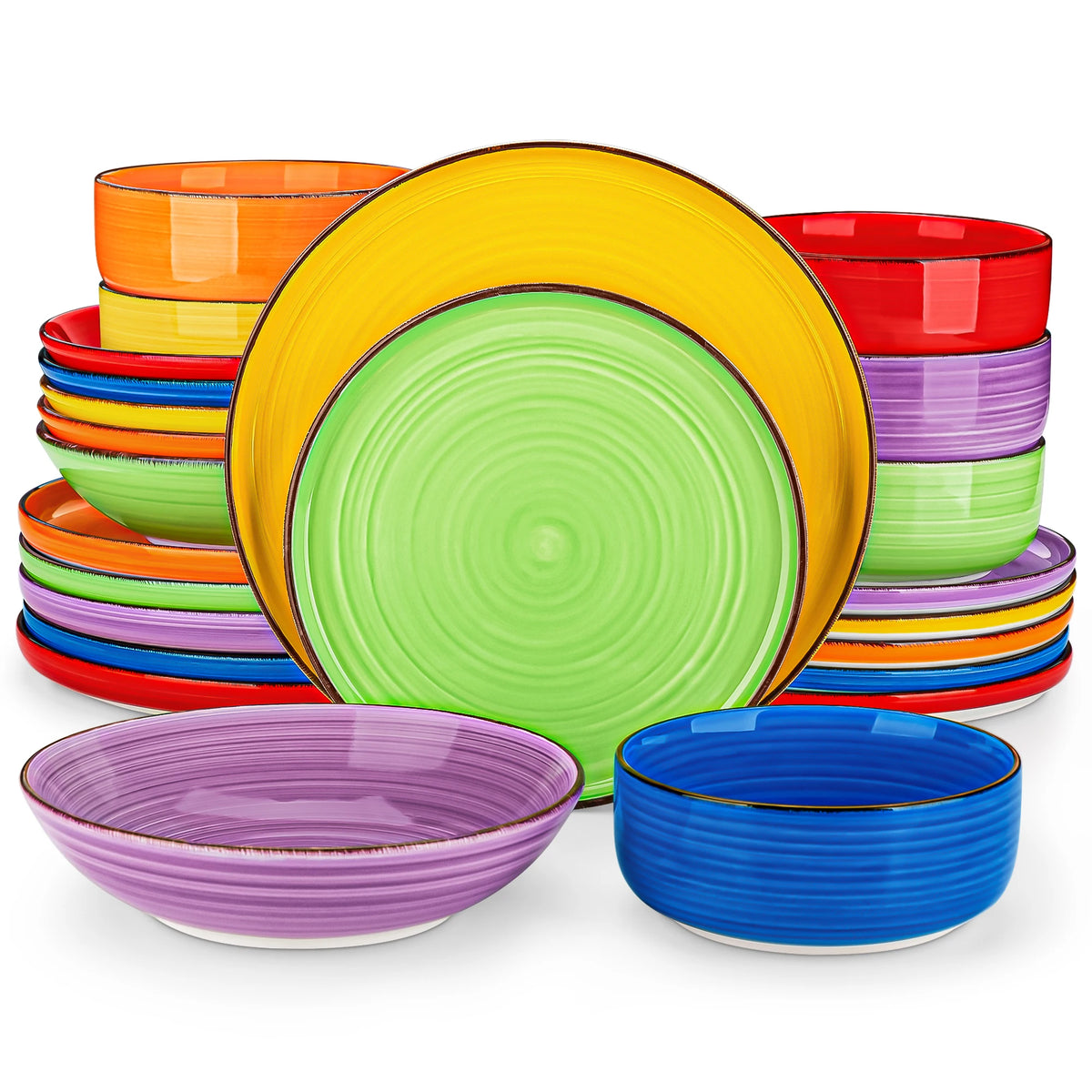 Vancasso 12/18/24 pezzi set di piatti in ceramica modello di spirali dipinti a mano di colore misto 4/6 pezzi piatti piani/dessert/cucina/piatti da zuppa