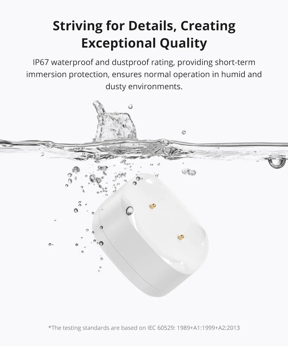 SONOFF SNZB-05P Sensore di perdite d'acqua Zigbee Sonoff, Rilevatore d'acqua con avvisi in tempo reale, Notifiche multiple, Supporto esteso