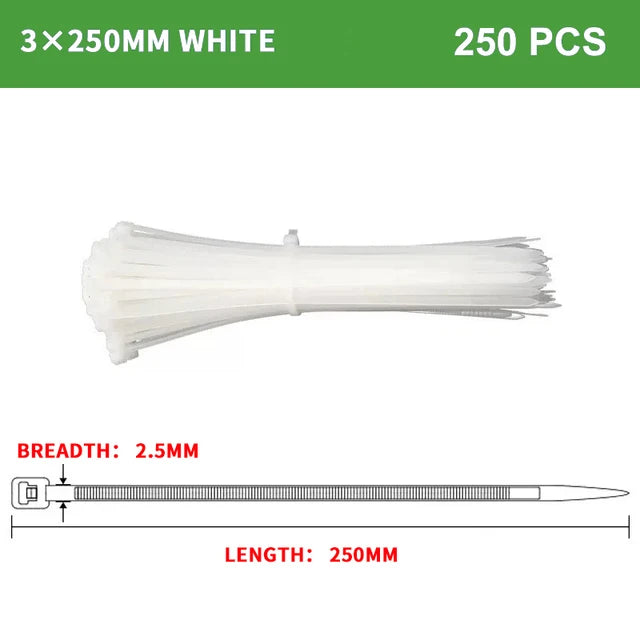 250/1000PCS fascetta in Nylon di plastica autobloccante bianca 3*100 3*150 4*200 fascetta fermacavo anello di fissaggio fascette fascette in Nylon