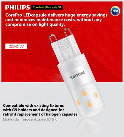 Philips LED G9 Pin Capsule 1.9W 2.7W 3.7W 4W Lampada CorePro 2700K Calda 220-240V Lampadina per attività in cristallo Sostituisci la luce alogena G9