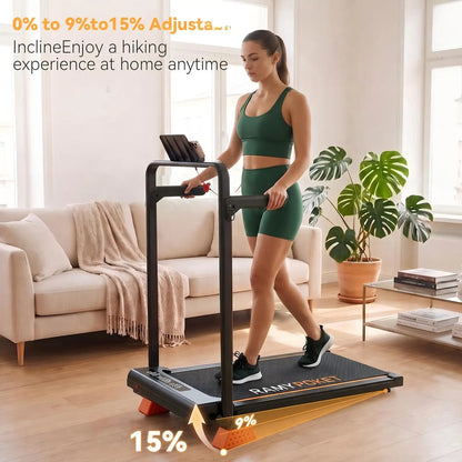 Ramypoket Tapis Roulant Pieghevole con Inclinazione 15%, Tapis Roulant 12Km/H, App/LED, Tapis Roulant da Ufficio, Carico Massimo 150kg
