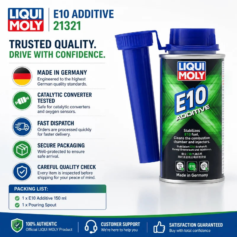 LIQUI MOLY E10 Additivo 21321 150ml Pulitore per Sistema di Alimentazione Benzina Cura degli Iniettori per Auto e Moto