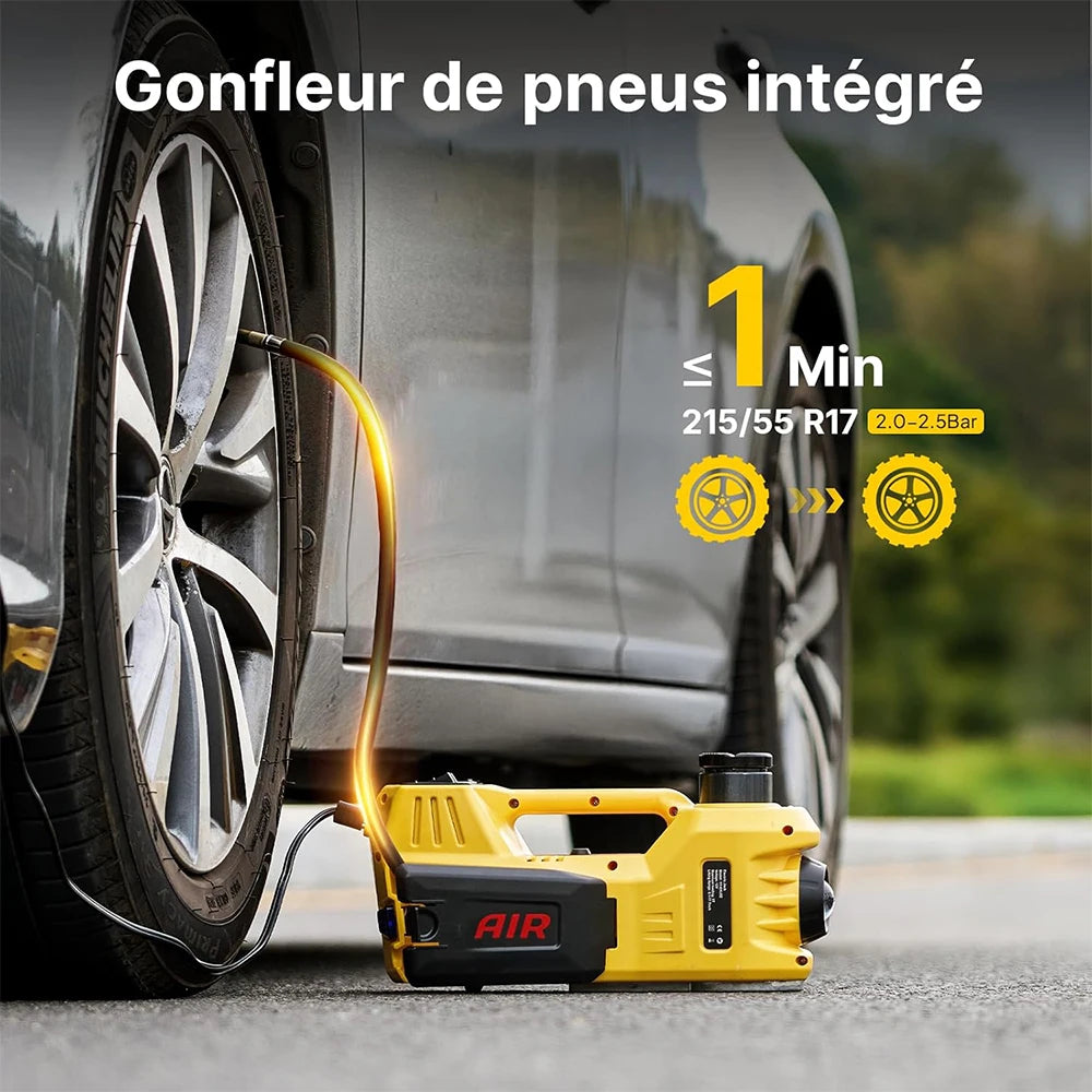 Martinetto Elettrico per Auto Taskstar 5T, Sollevatore Idraulico Elettrico con Gonfiatore Integrato 12V, Cambio Gomme con Luce LED per Berlina SUV Camion