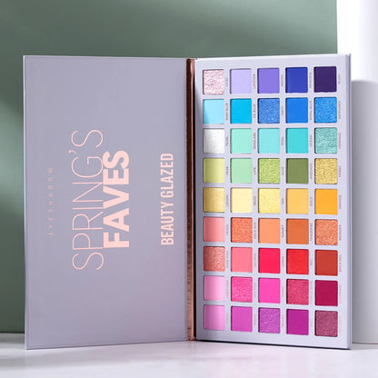 Beauty GlazedSpring's Faves BePerfect Beauty Palette di ombretti impermeabili Evidenziatore luccicante e trucco smaltato per contorno occhi