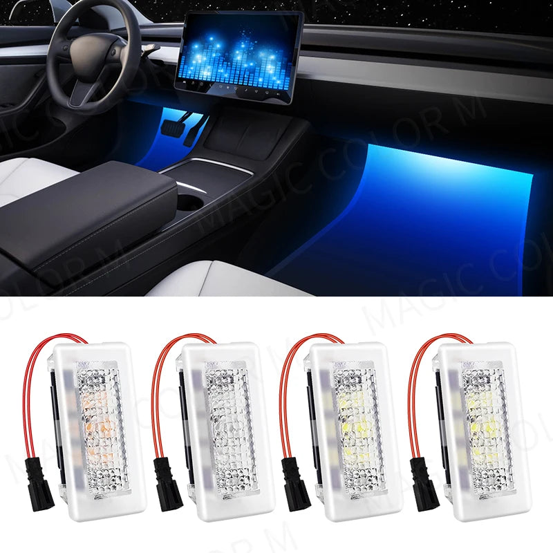 Luci per pozzetti a LED per auto per Tesla Model 3 YSX Illuminazione a LED per interni ultraluminosi Lampada decorativa per pozzanghera per porta da pavimento