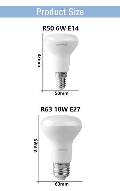 2 pezzi E27 E14 LED lampadina da bagno R50 R63 R80 220V 10W senza sfarfallio luce calda 3000K 6000K per la casa soggiorno illuminazione interna