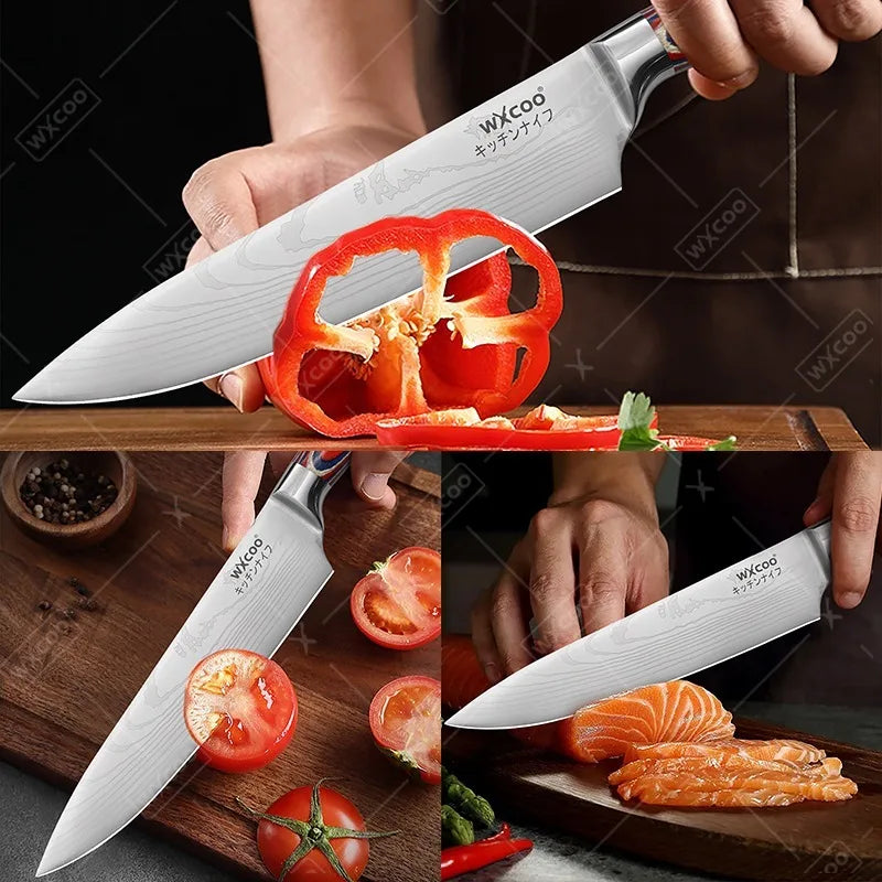 Set di 12/20 coltelli da chef in acciaio inox per pane, frutta e disossamento, leggeri e facili da usare, ideali come regalo per le festività per uomini.