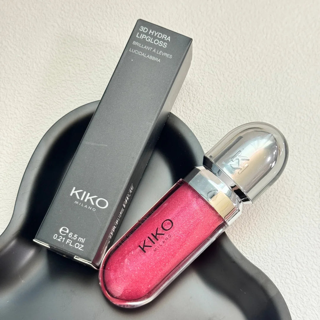 KIKO Lucidalabbra 3D Hydra, Lucidità Elevata, Labbra Effetto Vetro, Volumizzante Trasparente Nutriente, Lunga Durata, Tinta Latte e Tinta Fagiolo, Cosmetico per Labbra Nude