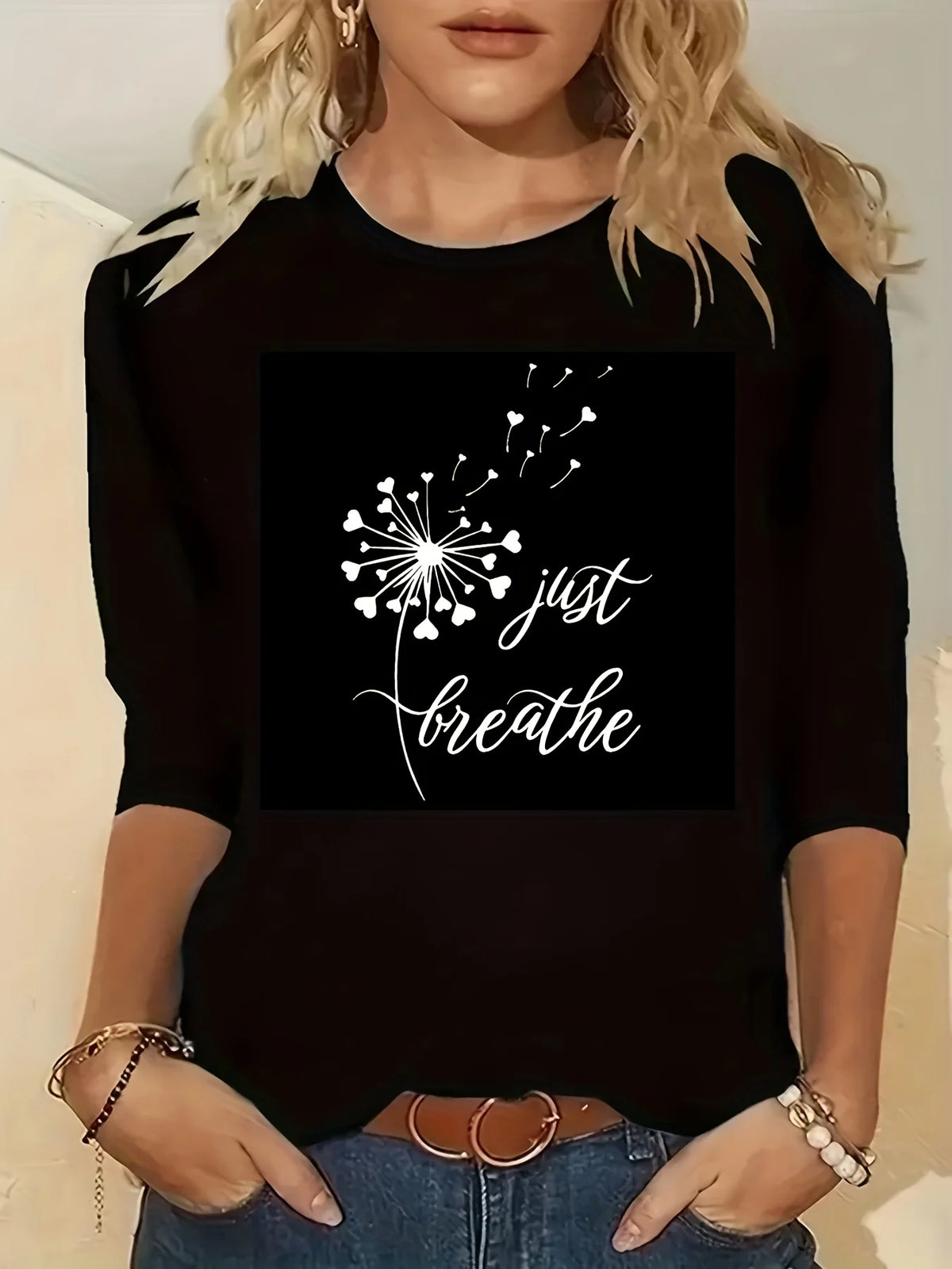 Abbigliamento primaverile e autunnale da donna in cotone 100 T-shirt stampata con cuore colorato Manica lunga Girocollo Top casual
