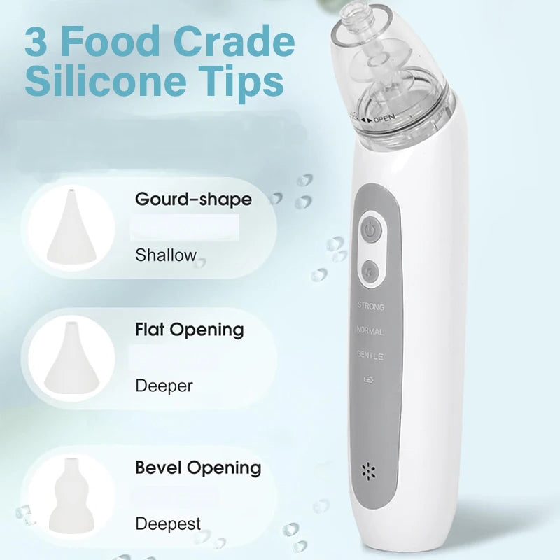 Aspiratore Nasale Elettrico per Neonati e Bambini, Pulitore Automatico del Naso con Musica e 3 Punte in Silicone