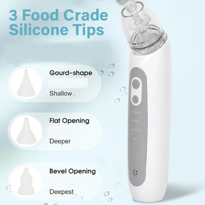Aspiratore Nasale Elettrico per Neonati e Bambini, Pulitore Automatico del Naso con Musica e 3 Punte in Silicone
