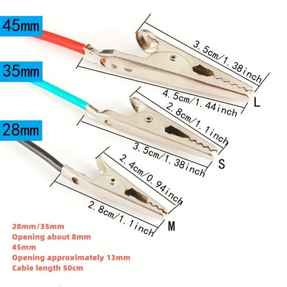 Set da 10 Pezzi di Clip a Coccodrillo per Test Elettrici Fai-da-Te, Clip a Doppia Estremità, Cavi di Collegamento da 46CM