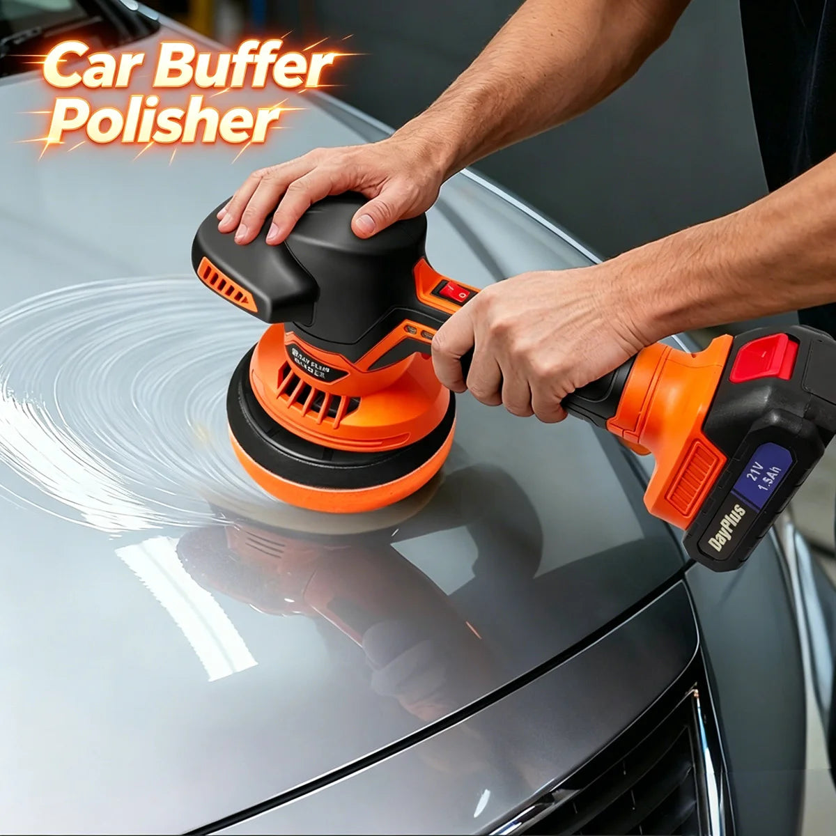 Lucidatrice per auto da 6 pollici con 2 batterie al litio da 21V 1500mAh e 27 accessori, lucidatrice per auto senza fili a 6 velocità variabili 2800-5500 giri/min per dettagli auto/lucidatura/impiallacciatura