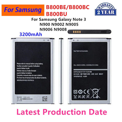 Nuovissima batteria B800BE B800BC B800BU per Samsung Galaxy Note 3 N900 N9002 N9005 N9006 N9008 batteria di ricambio con NFC